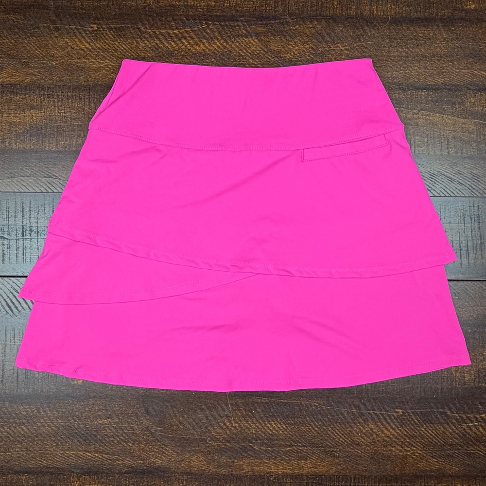 Scales Tiered Ruffle Performance Skort Hot Pink S Pickleball Tennis Golf Skirt - Picture 2 of 14